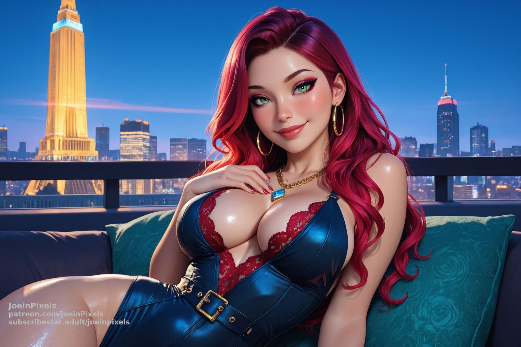 AI Redhead Art – City Lights Original Character Gallery