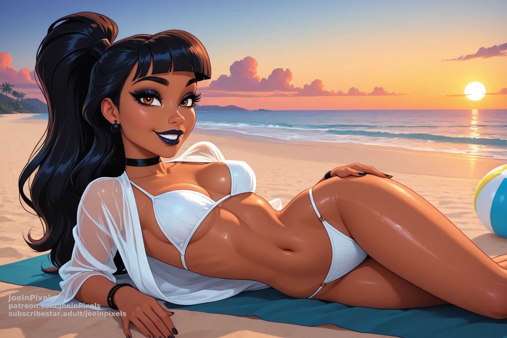 Summer Beach AI Art Gallery | Sunset Escape Original Character Set