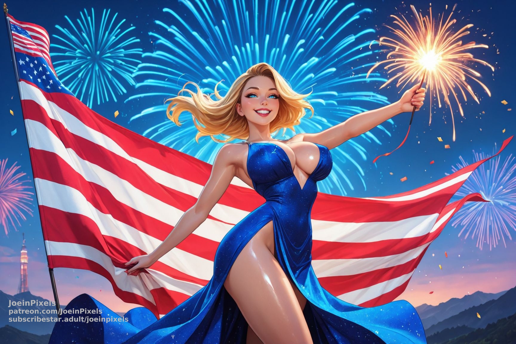 Fourth of July AI Art: Red, White & Boom Original Character Collection